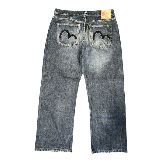 Evisu Navy Denim Appliqué Seagull Baggy Fit (W36/L30)