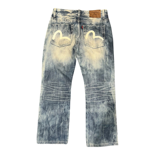 Evisu Genes Bleach Wash Distressed Straight Fit (W32/L28)