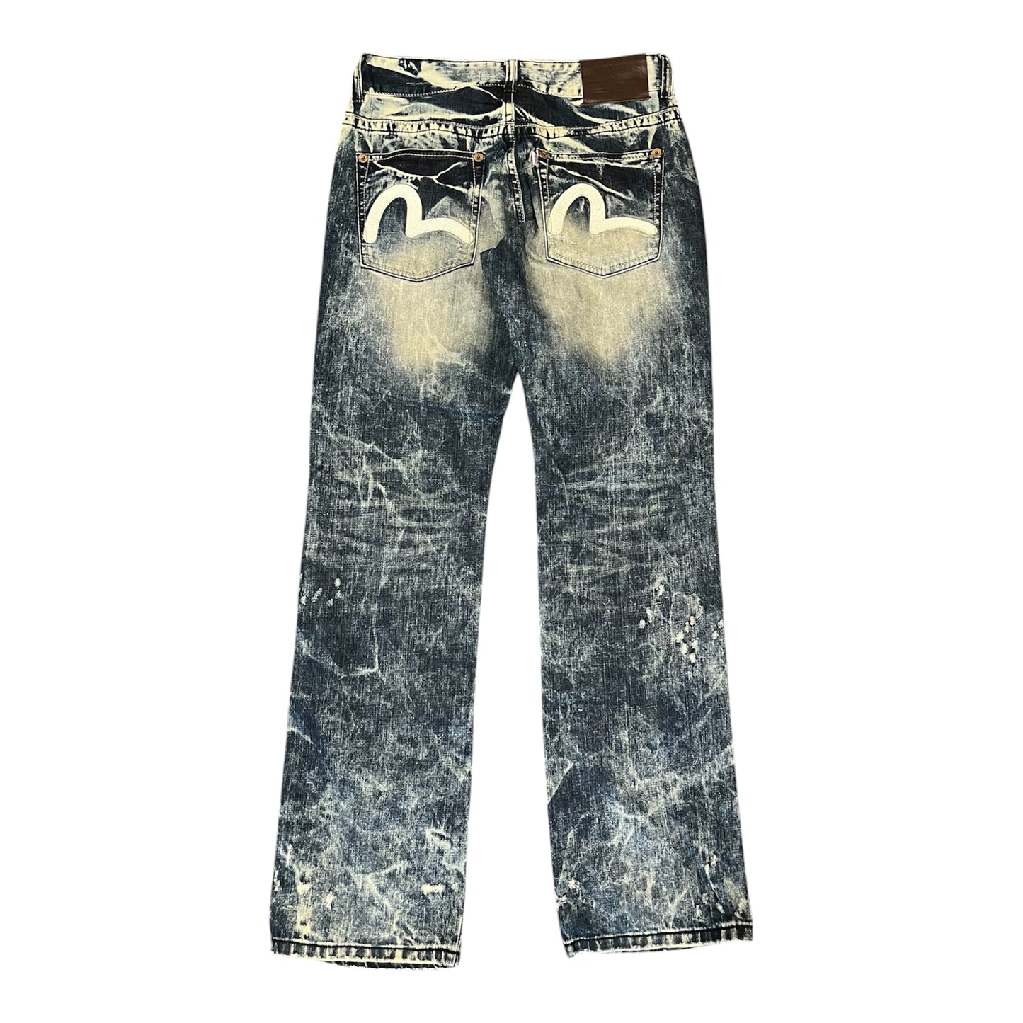 Evisu Genes Acid Wash Bleached Denim Straight Fit (W32/L32)