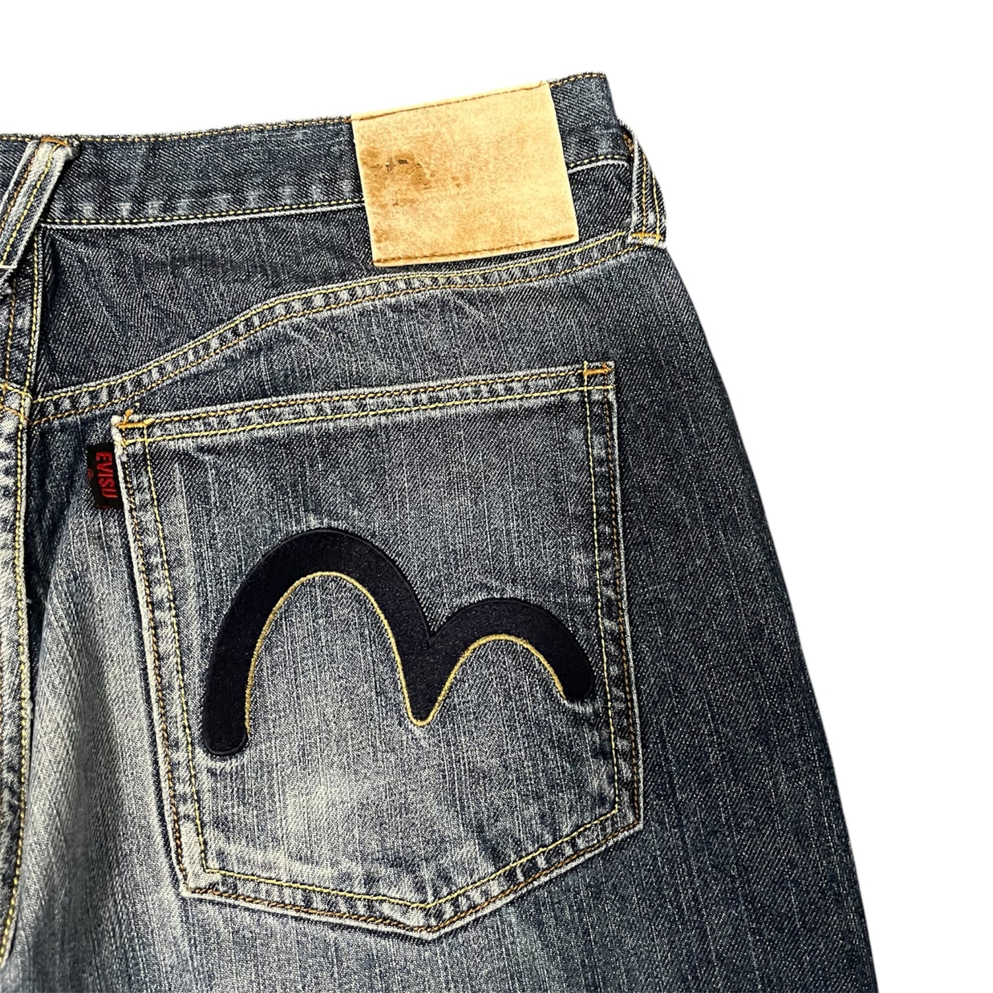 Evisu Navy Denim Appliqué Seagull Baggy Fit (W36/L30)