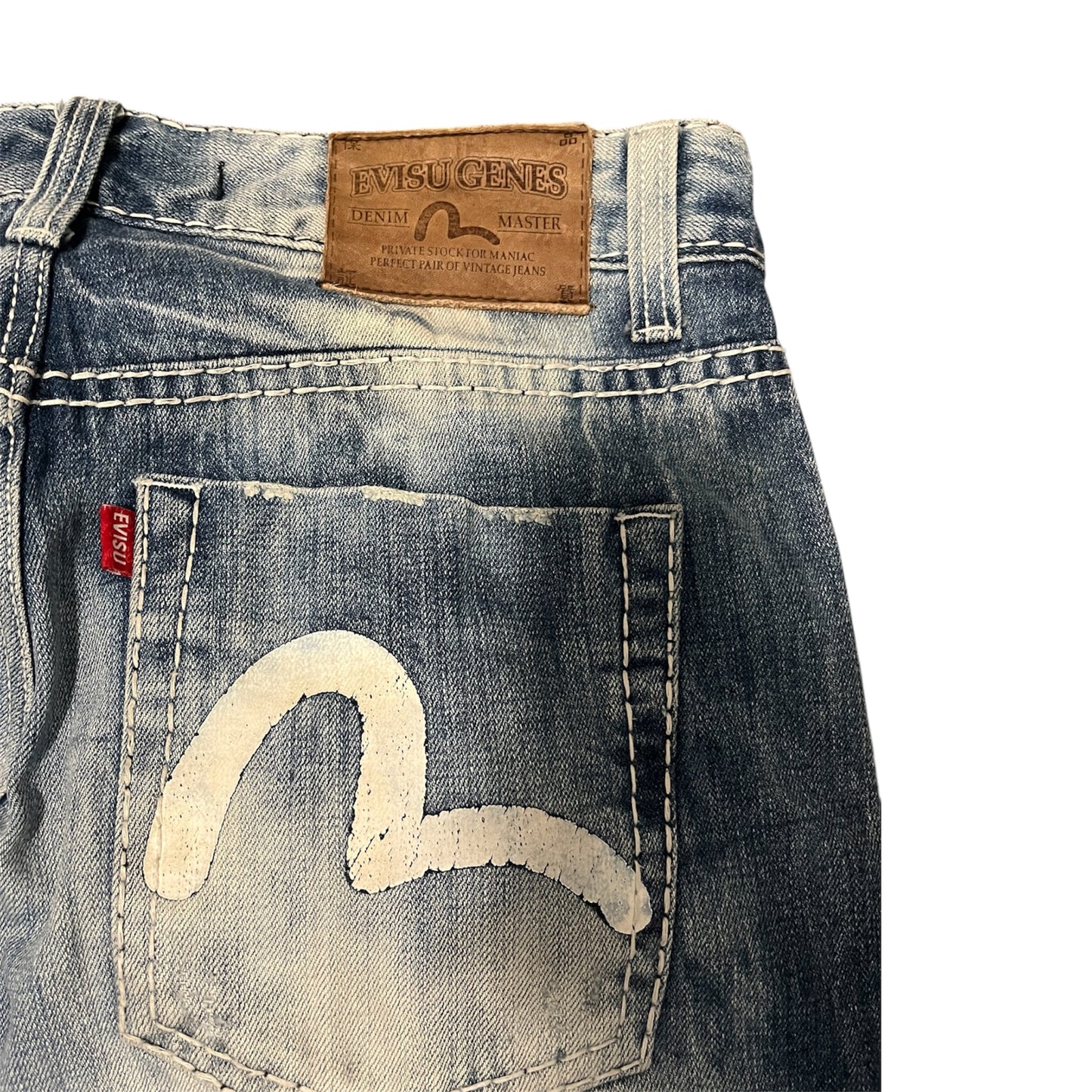 Evisu Genes Bleach Wash Distressed Straight Fit (W32/L28)