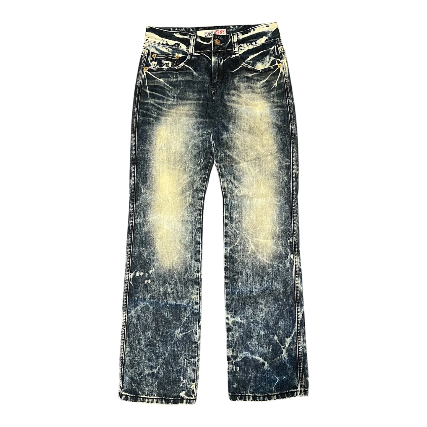Evisu Genes Acid Wash Bleached Denim Straight Fit (W32/L32)
