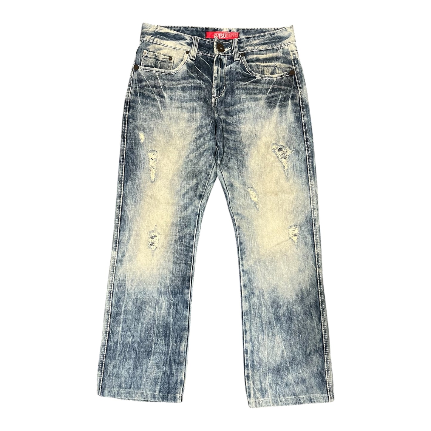 Evisu Genes Bleach Wash Distressed Straight Fit (W32/L28)