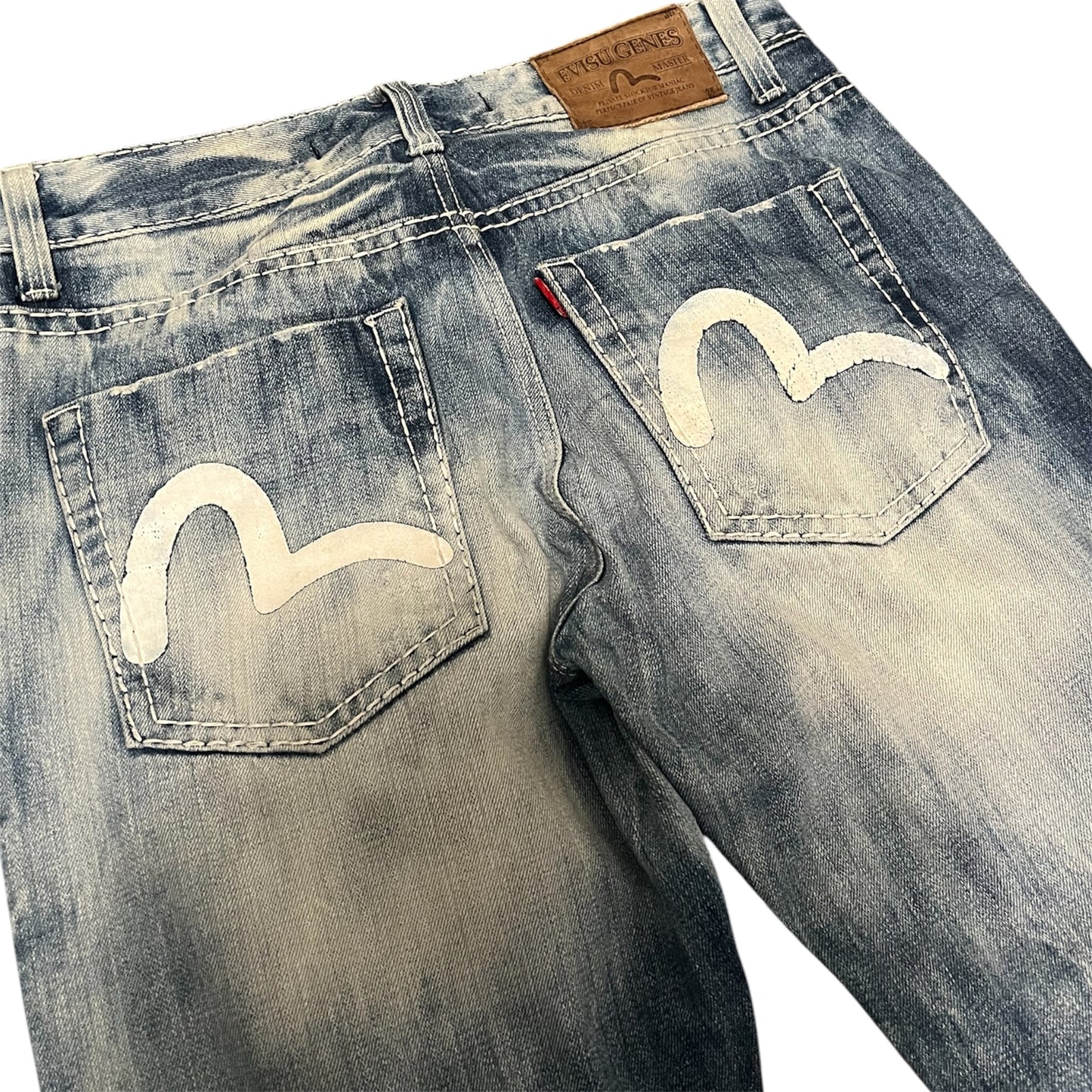 Evisu Genes Bleach Wash Distressed Straight Fit (W32/L28)