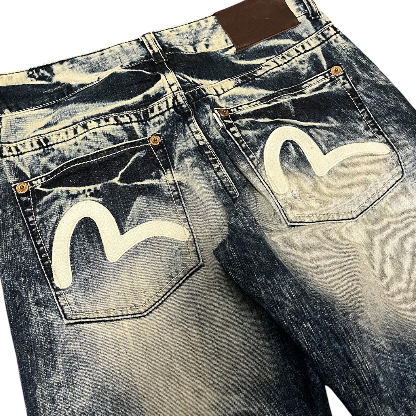 Evisu Genes Acid Wash Bleached Denim Straight Fit (W32/L32)
