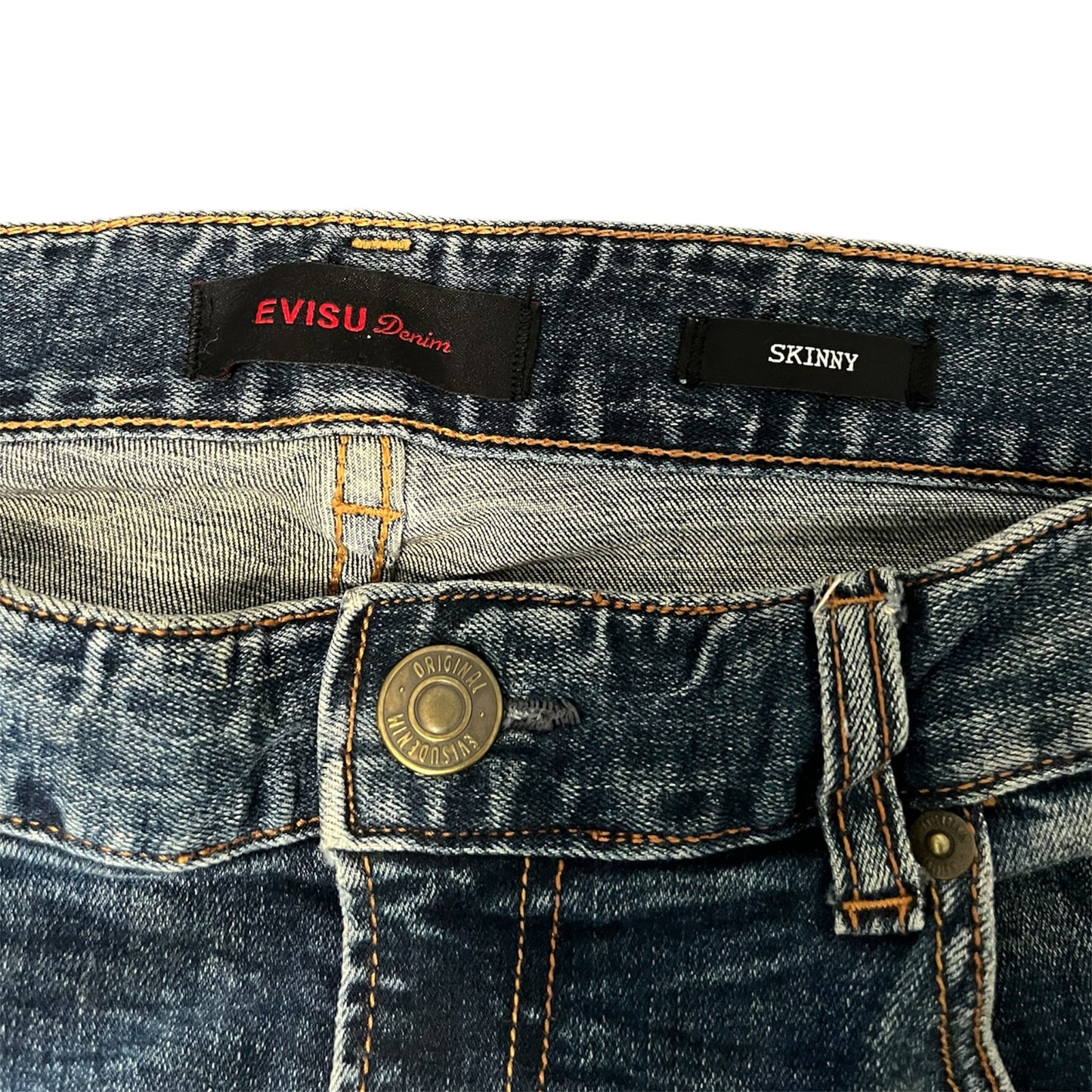 Evisu Denim Skinny Jeans Orange Seagull (W32/L30)